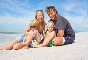 family on a beach