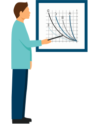 man showing financial education graphic