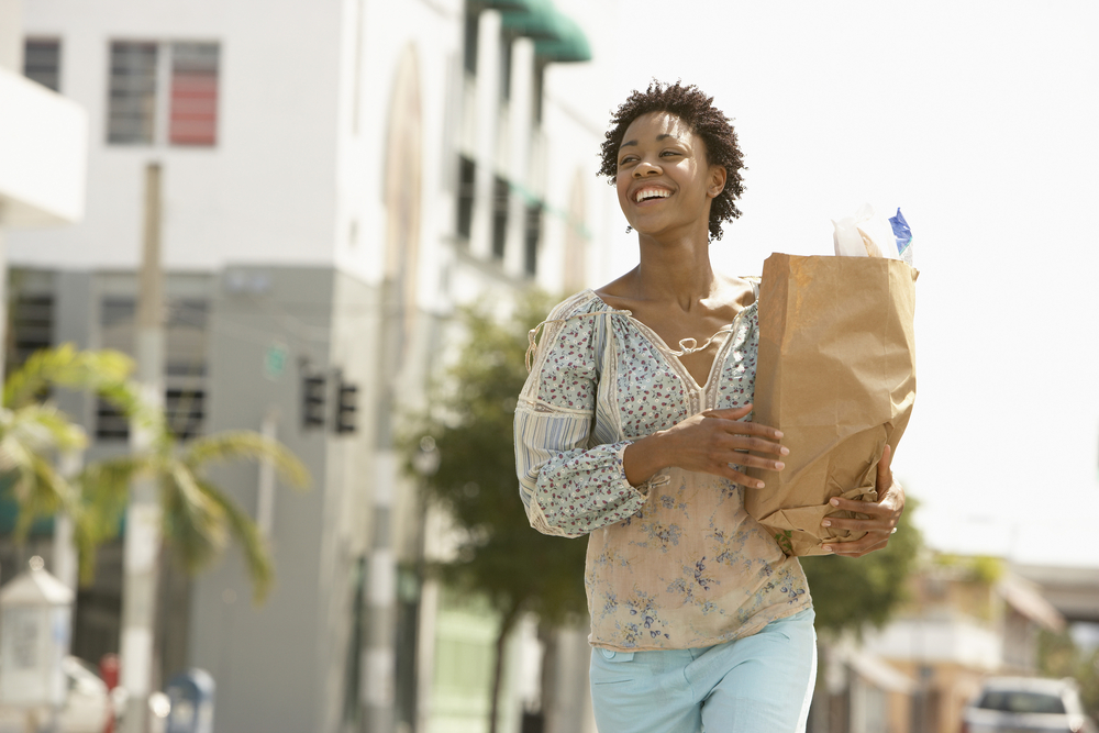 woman saving groceries