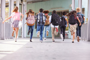 running to school