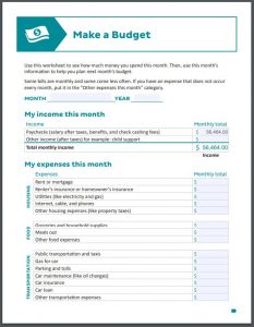 make a budget worksheet